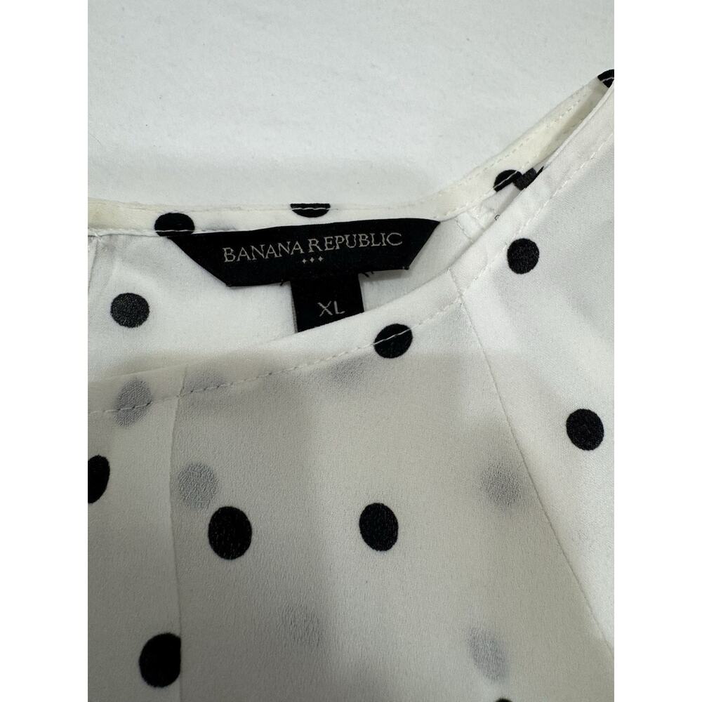 Banana Republic Polka Dot Open Sleeve Top Black White Office Chic Womens XL - Picture 2 of 5